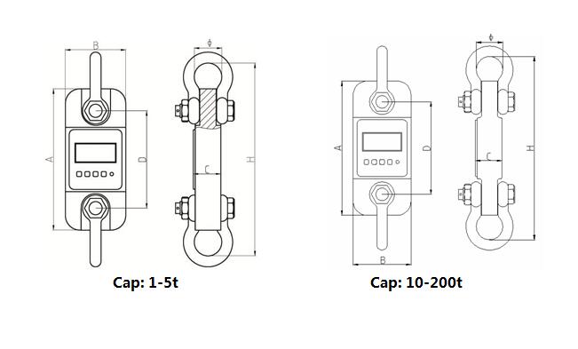 無線拉力計1t-200t的執(zhí)行標準、外觀尺寸
